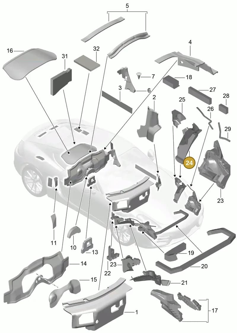99157251101 — Porsche Cayman (2013-2016) diagram p40807080, position 24