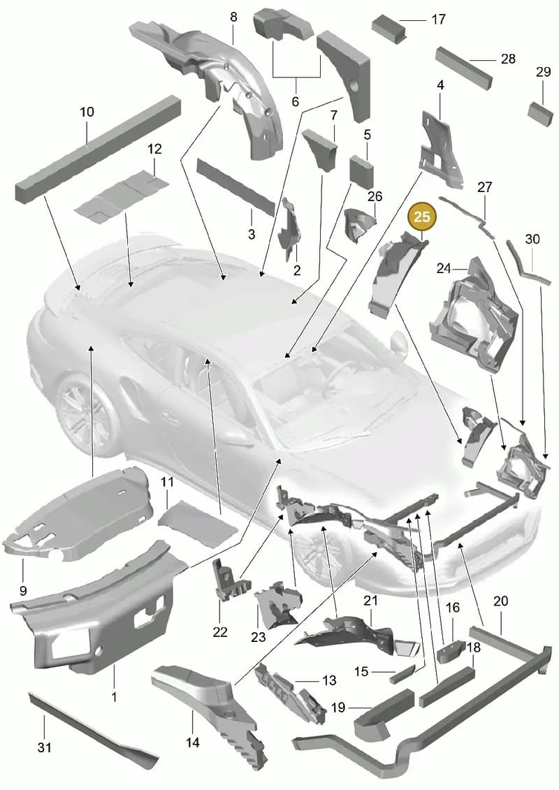 99157251101 — Porsche 911 (2013-2020) diagram p42807080, position 25
