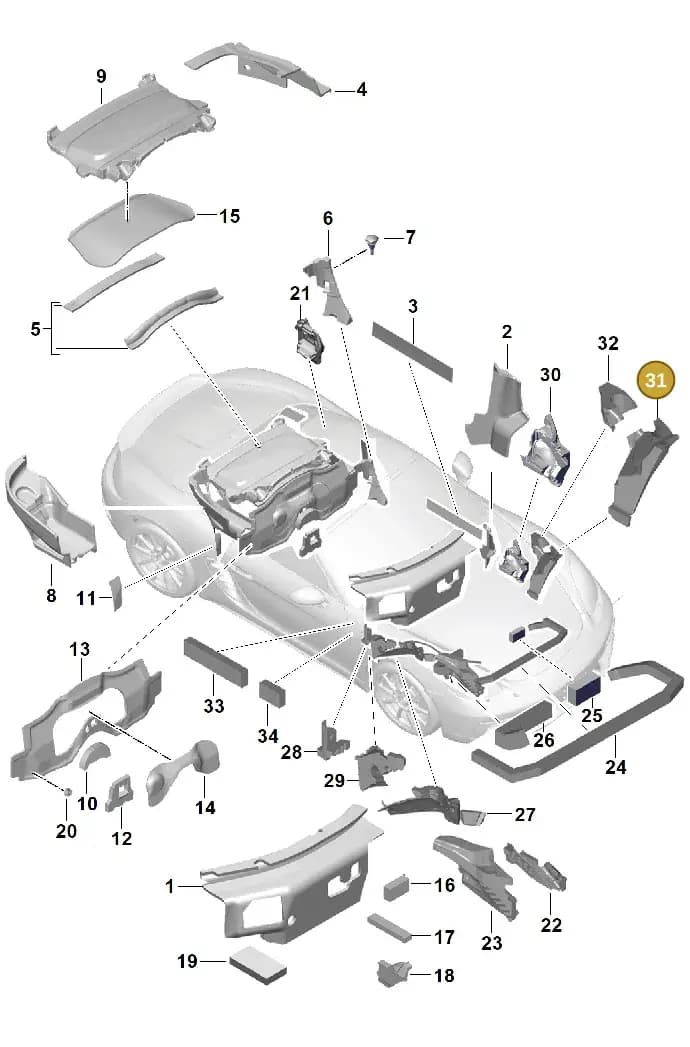 99157251101 — Porsche Boxster (2016-2019) diagram p48807080, position 31