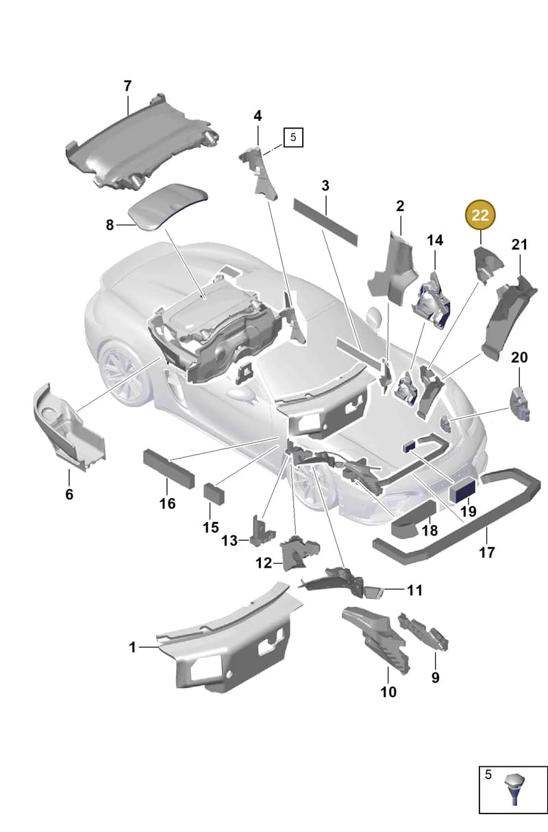 99157251301 — Porsche Boxster Spyder (2019-2020) diagram p54807800, position 22