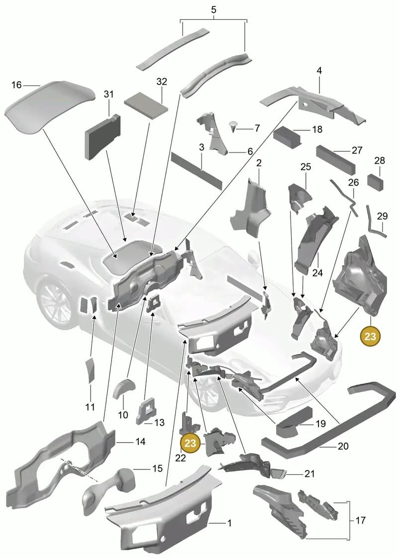 99157251400 — Porsche Cayman (2013-2016) diagram p40807080, position 23
