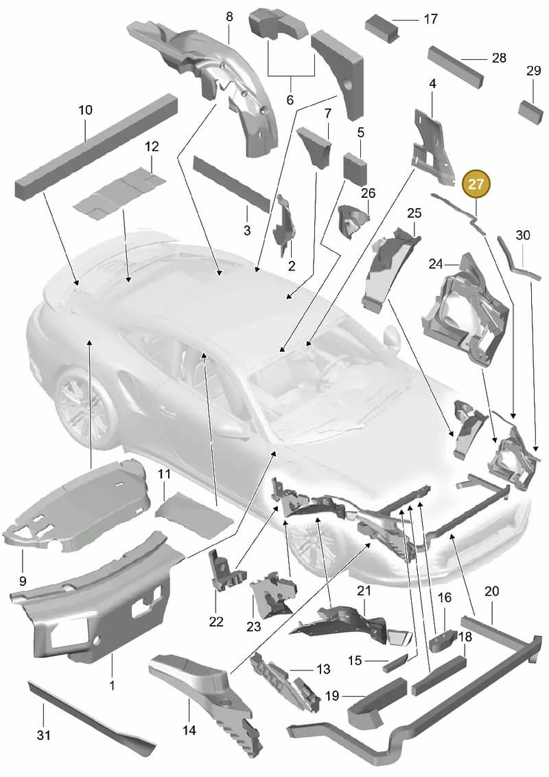 99157254100 — Porsche 911 (2013-2020) diagram p42807080, position 27