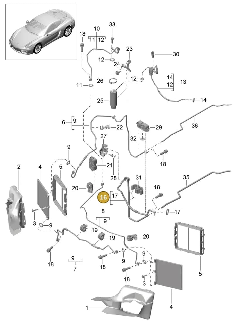 99157309300 — Porsche Cayman (2013-2016) diagram p40813020, position 16