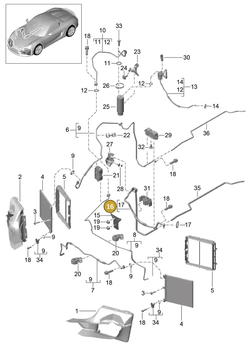 99157309302 — Porsche Boxster Spyder (2015-2016) diagram p46813020, position 16