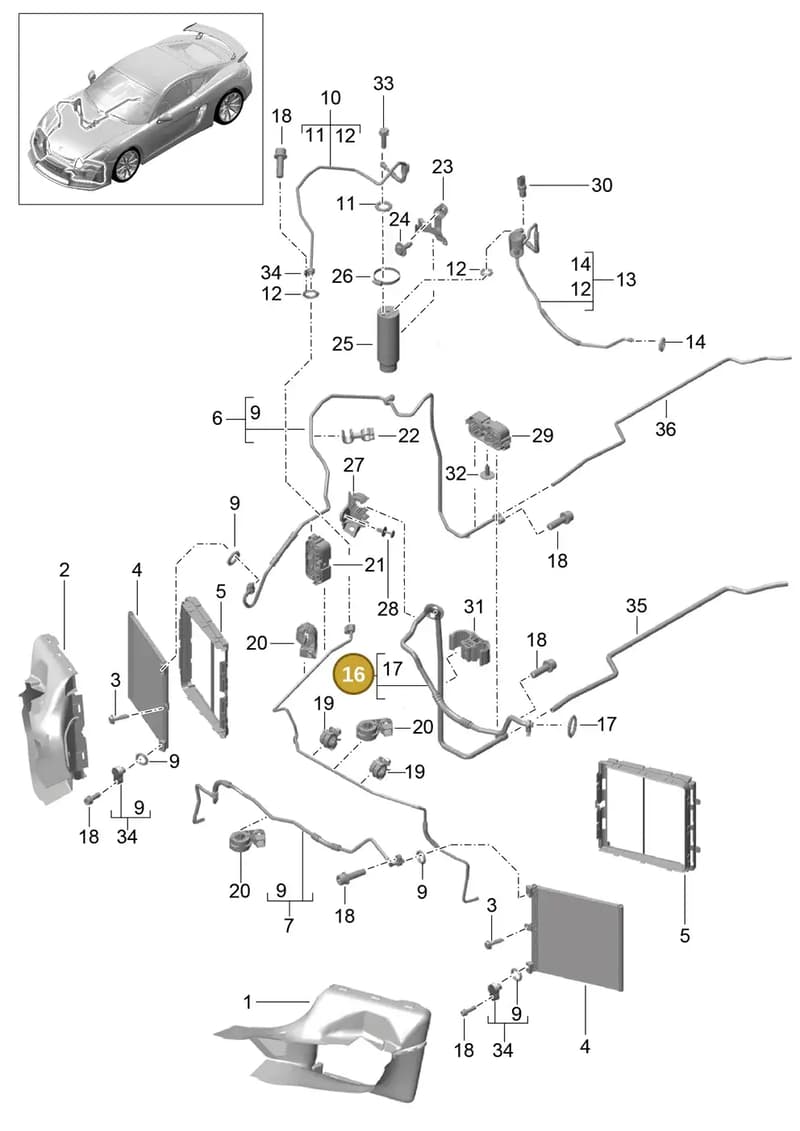 99157309302 — Porsche Cayman GT4 (2015-2016) diagram p45813020, position 16