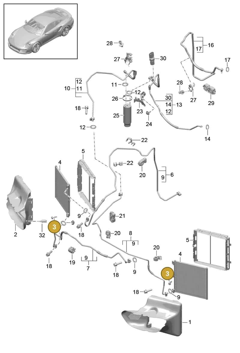 99157309404 — Porsche 911 (2013-2020) diagram p42813020, position 3