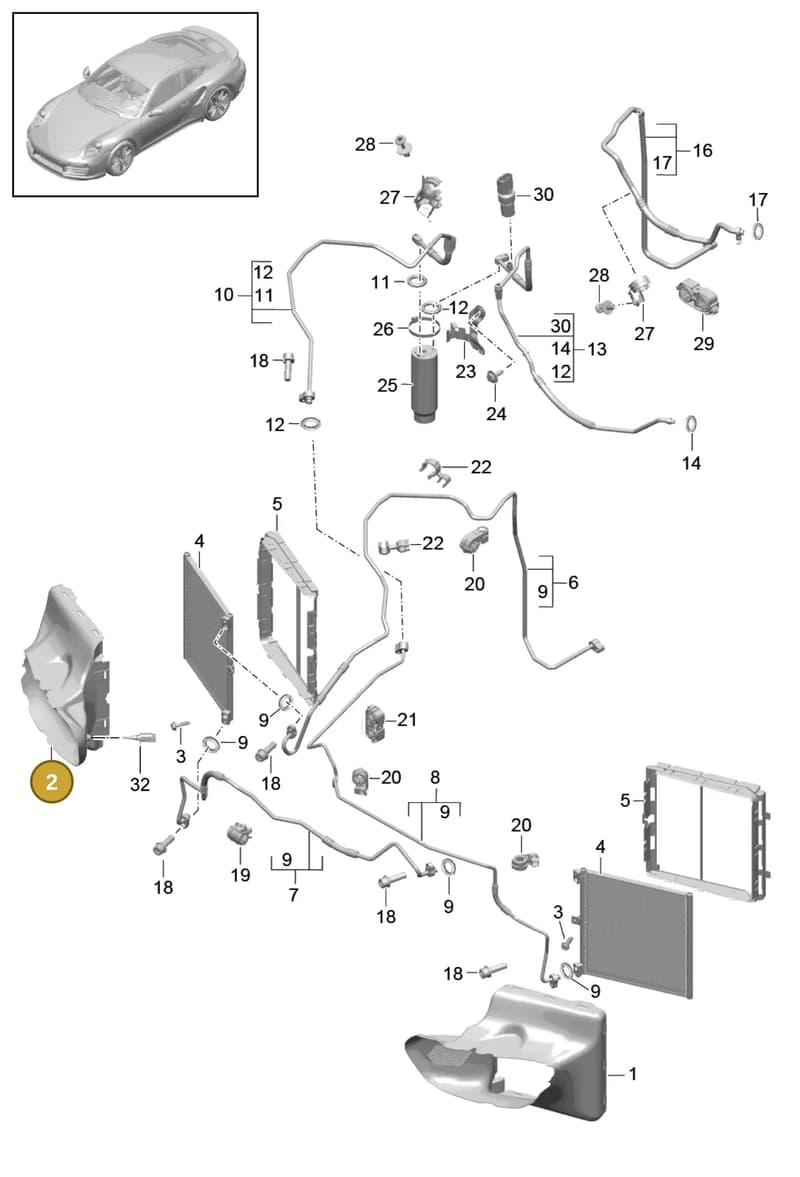 99157309503 — Porsche GT2 RS Clubsport (2013-2020) diagram p42813020, position 2