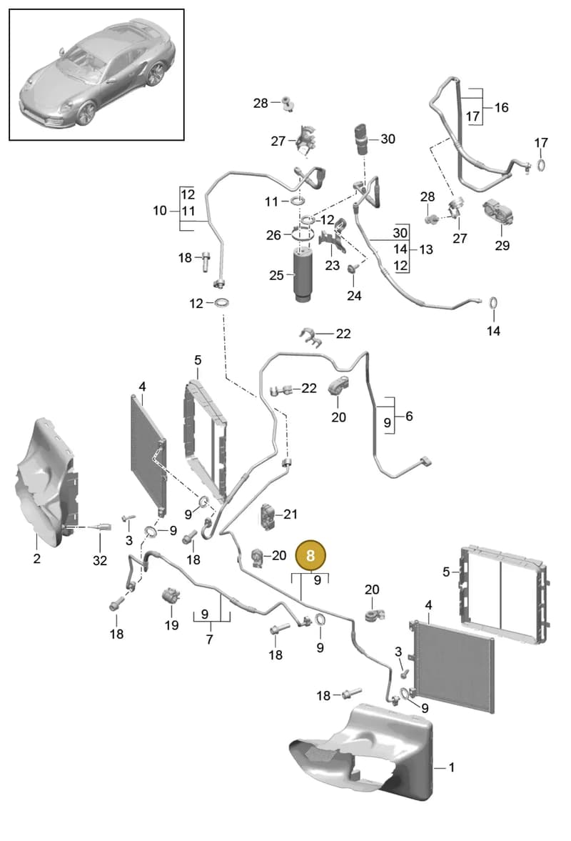 99157310501 — Porsche 911 (2013-2020) diagram p42813020, position 8
