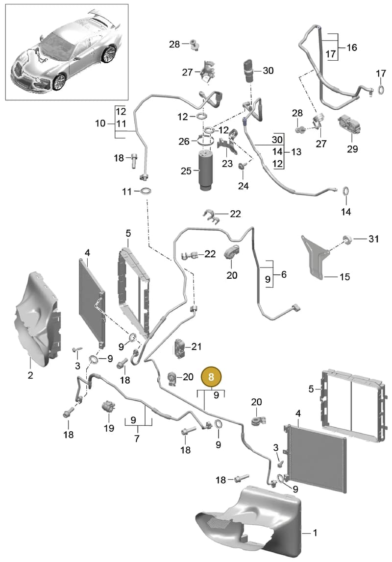 99157310580 — Porsche 911 (2013-2020) diagram p41813020, position 8