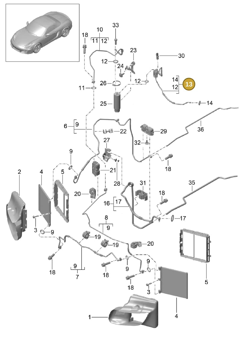99157310906 — Porsche Boxster (2012-2016) diagram p39813020, position 13
