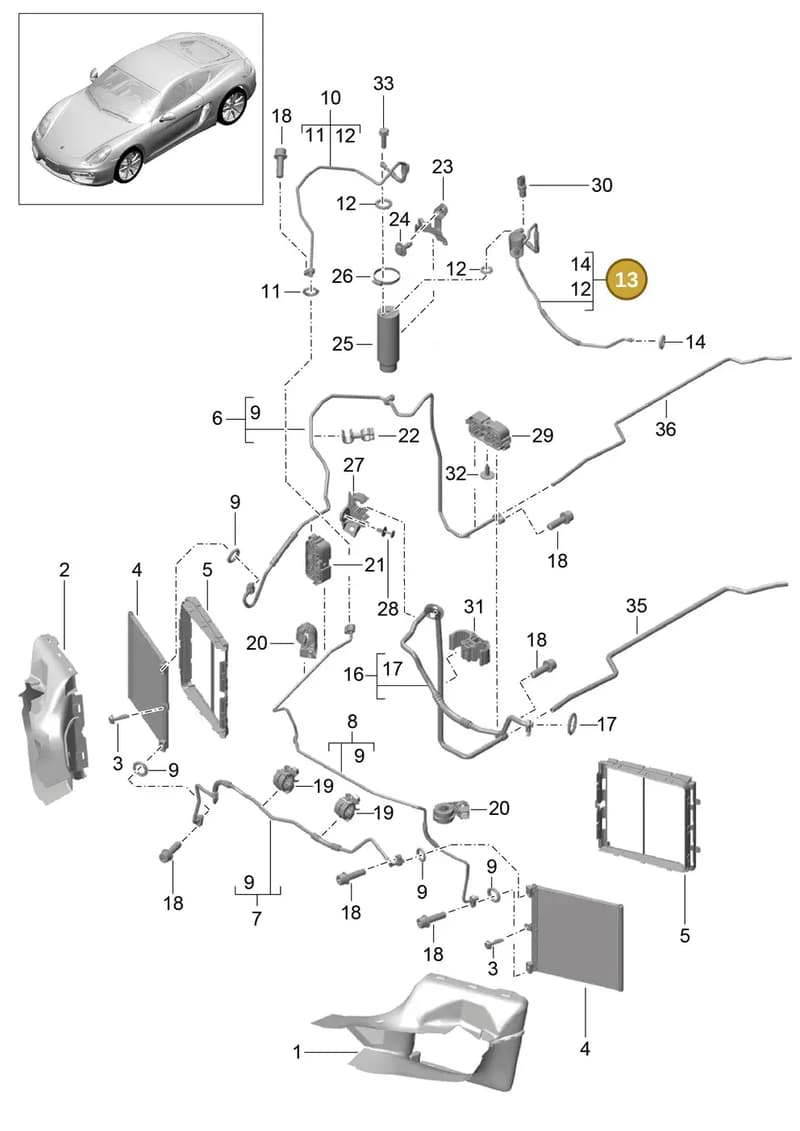 99157310906 — Porsche Cayman (2013-2016) diagram p40813020, position 13