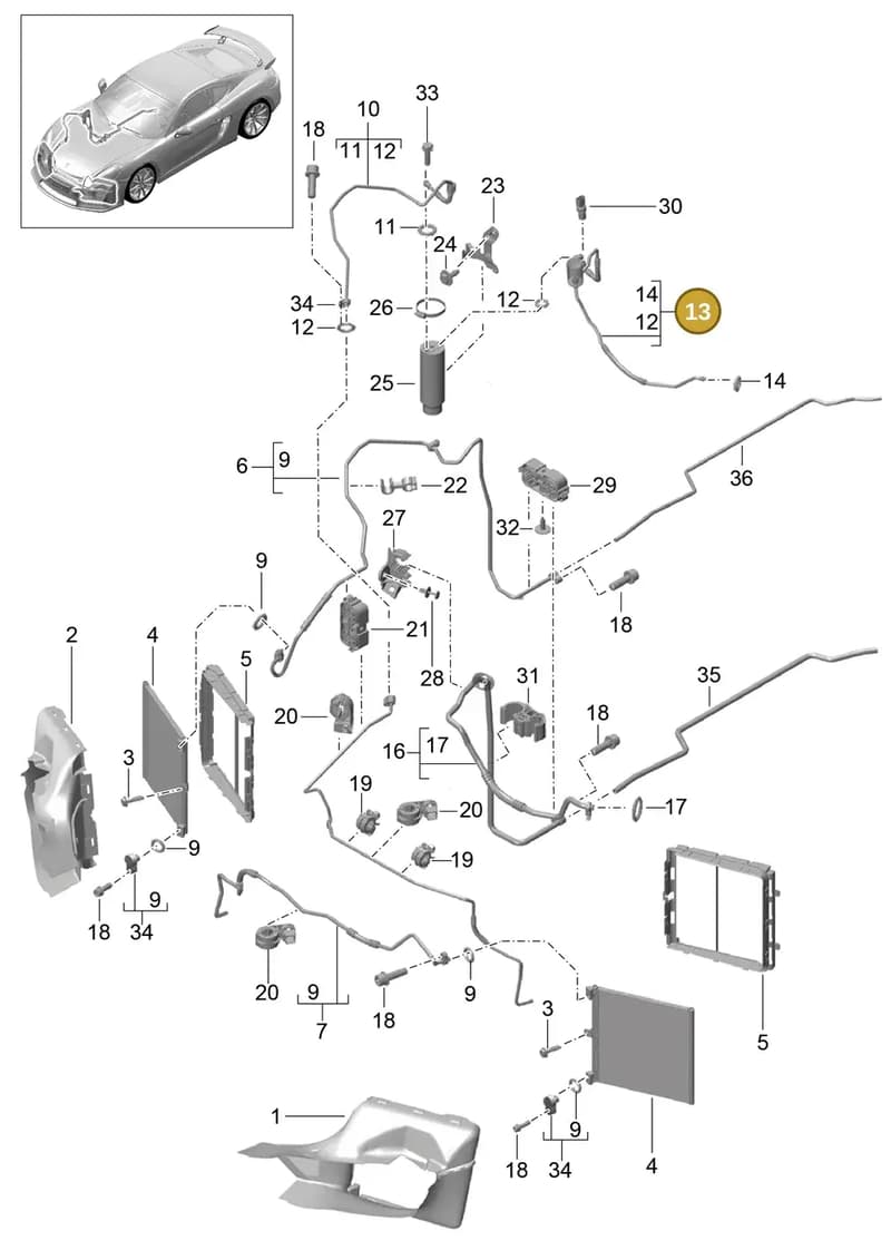 99157310906 — Porsche Cayman GT4 (2015-2016) diagram p45813020, position 13