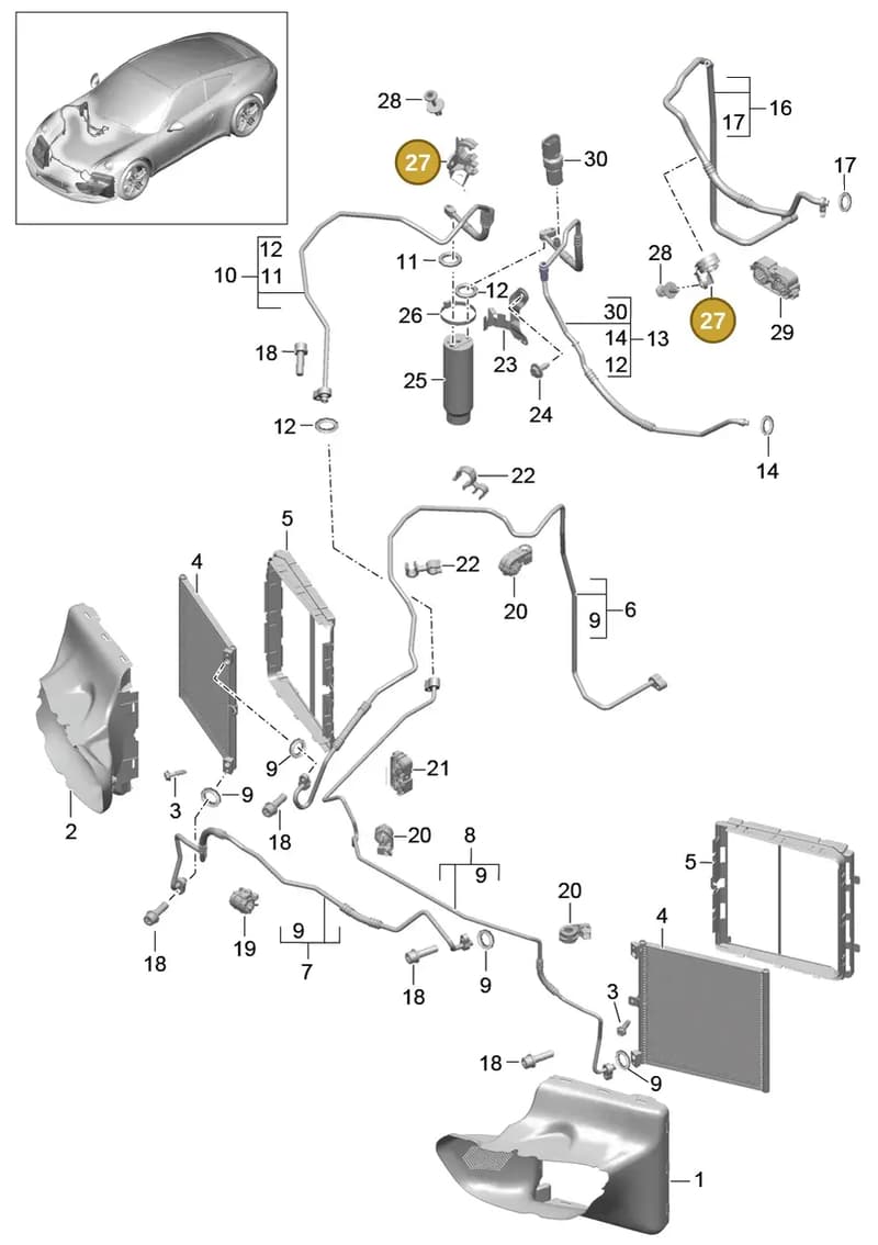 99157382701 — Porsche 991 Carrera 4 (2011-2016) diagram p38813020, position 27