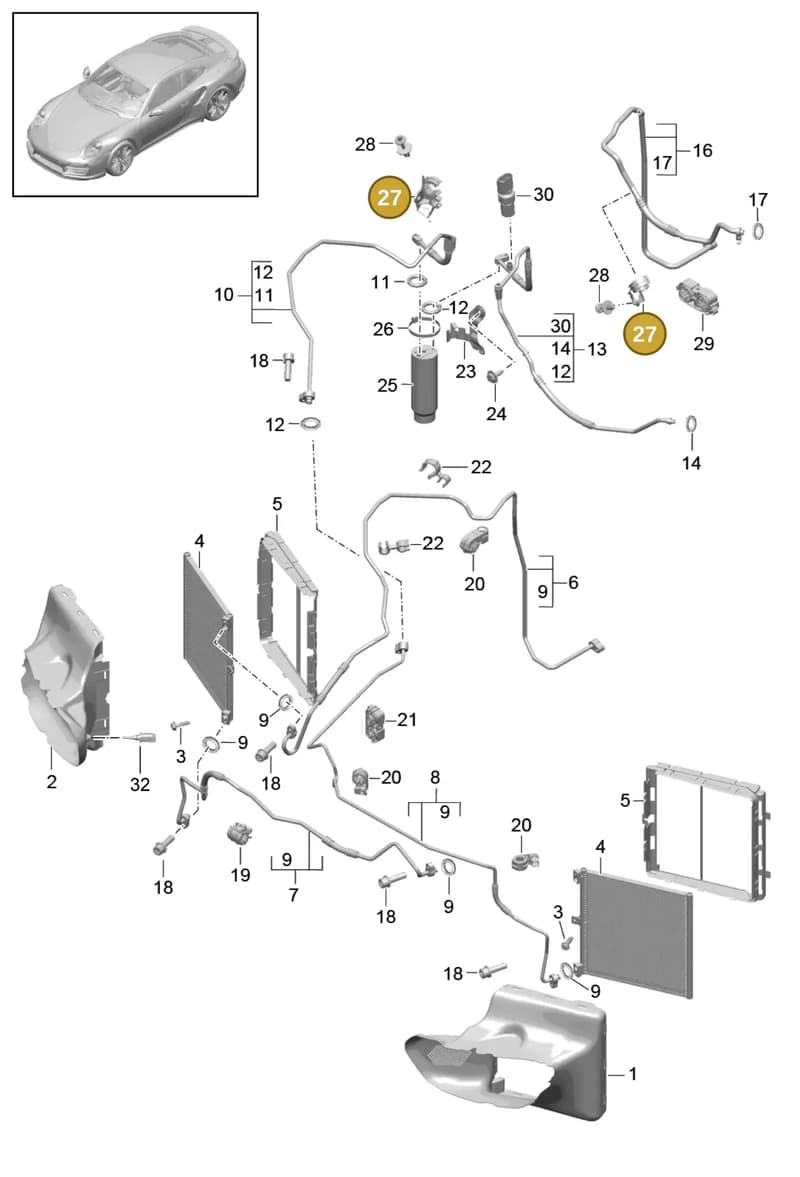 99157382701 — Porsche GT2 RS Clubsport (2013-2020) diagram p42813020, position 27