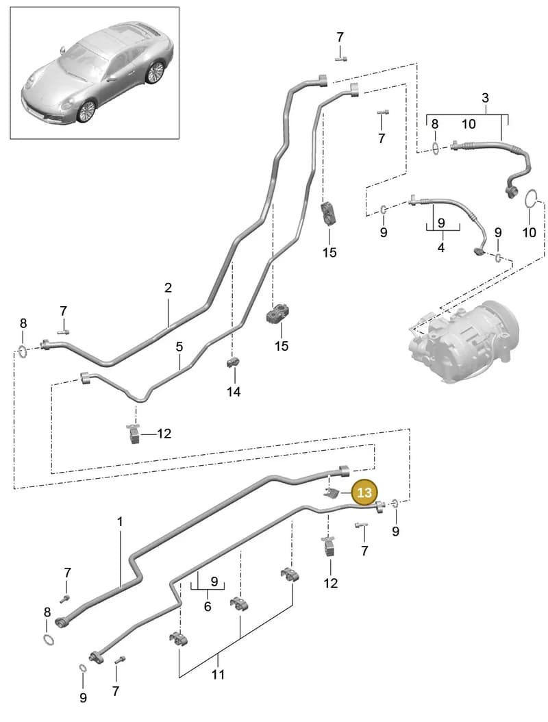 99157382901 — Porsche 911 (2016-2019) diagram p47813030, position 13