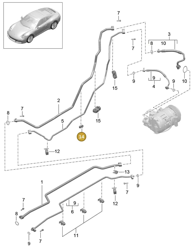 99157383501 — Porsche 911 (2016-2019) diagram p47813030, position 14