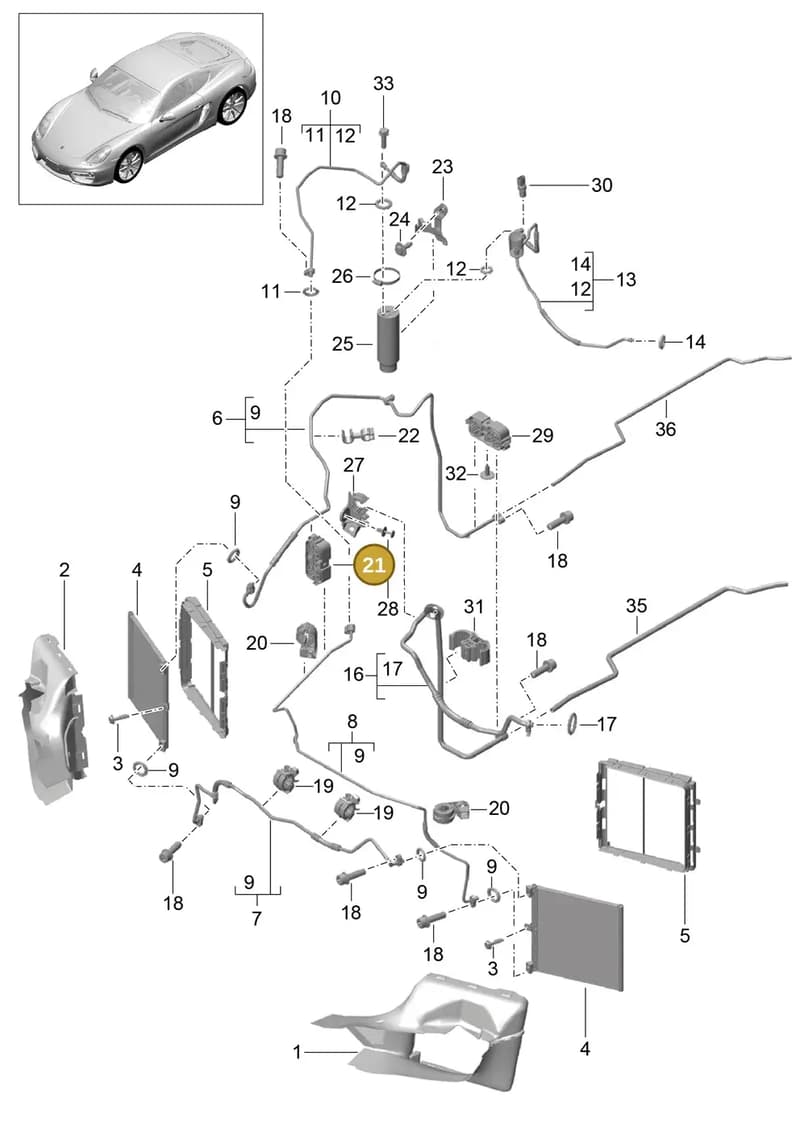 99157384100 — Porsche Cayman (2013-2016) diagram p40813020, position 21