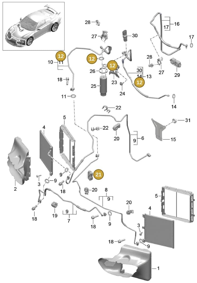 99157384100 — Porsche 911 (2013-2020) diagram p41813020, position 12+21