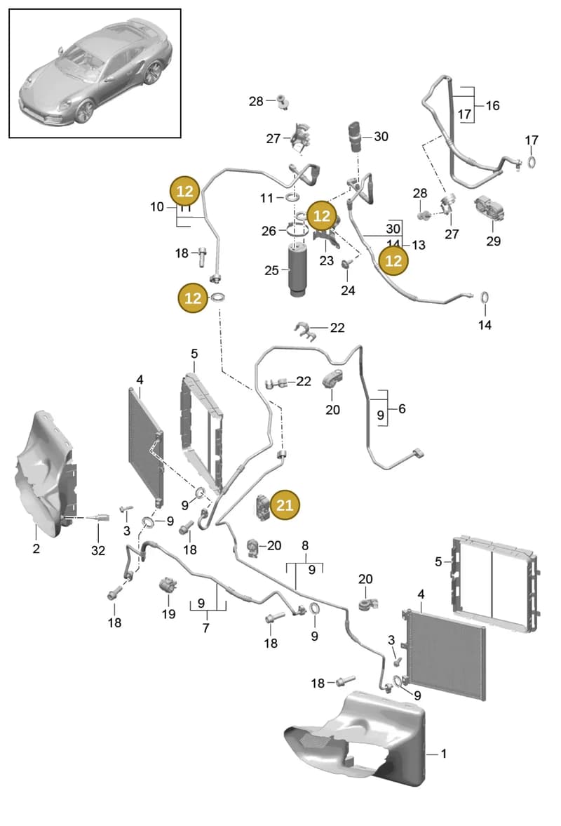 99157384100 — Porsche GT2 RS Clubsport (2013-2020) diagram p42813020, position 12+21