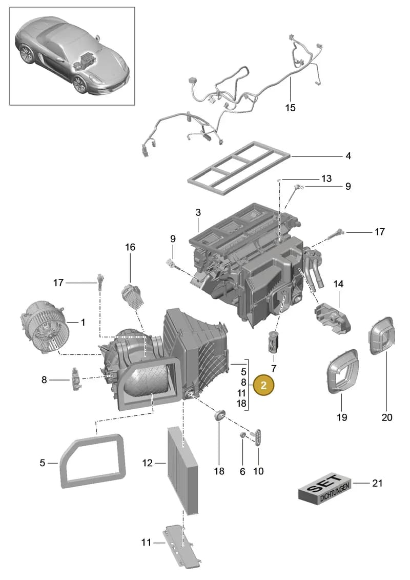 99157391204 — Porsche Boxster (2012-2016) diagram p39813010, position 2