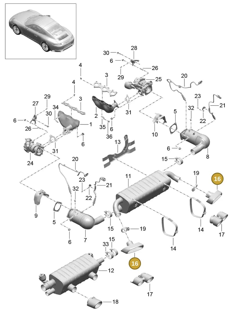 99160618402 — Porsche 911 (2016-2019) diagram p47202000, position 16