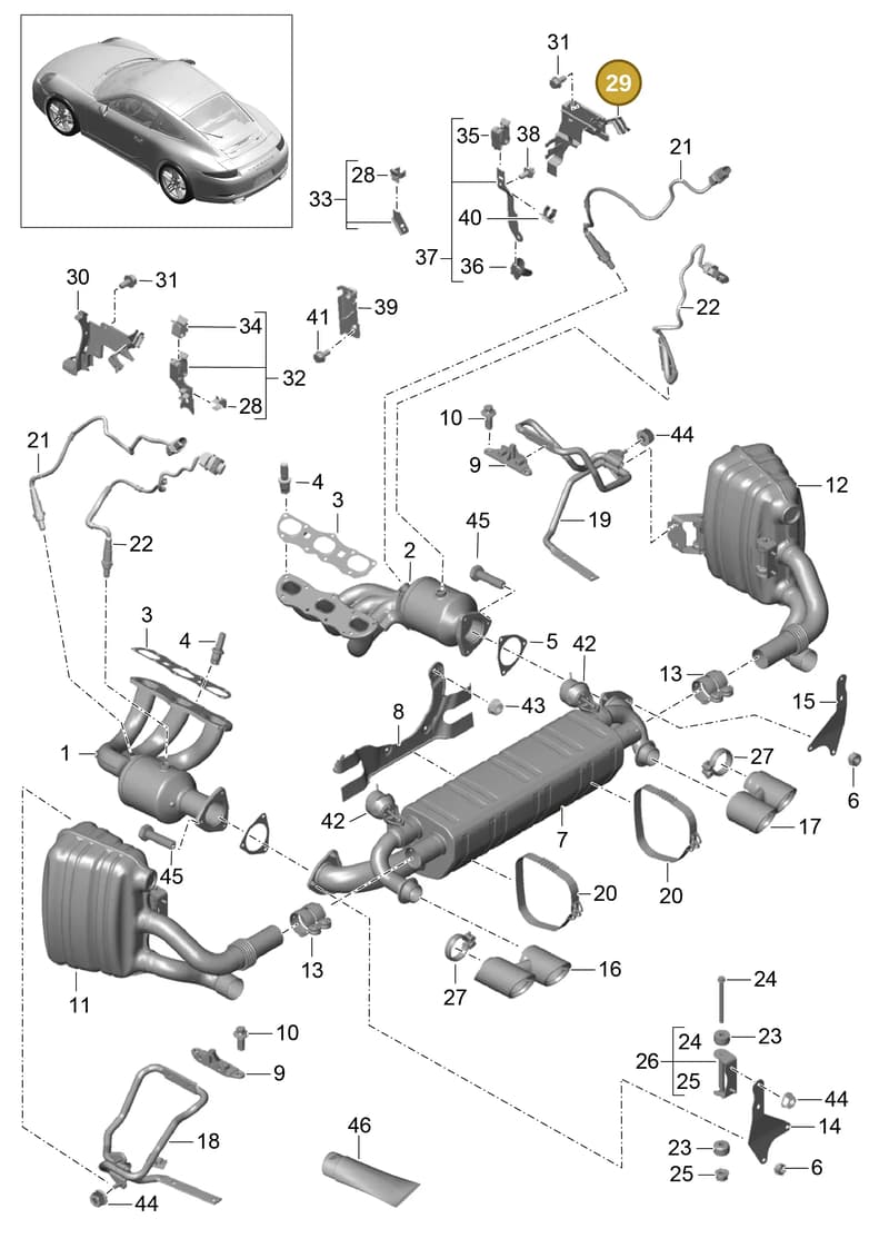 99160625601 — Porsche 991 Carrera 4 (2011-2016) diagram p38202000, position 29