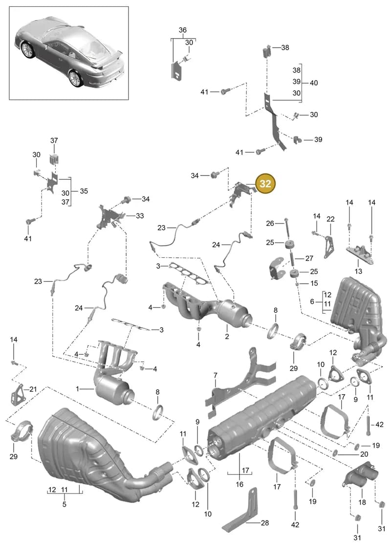 99160625601 — Porsche 911 (2013-2020) diagram p41202000, position 32