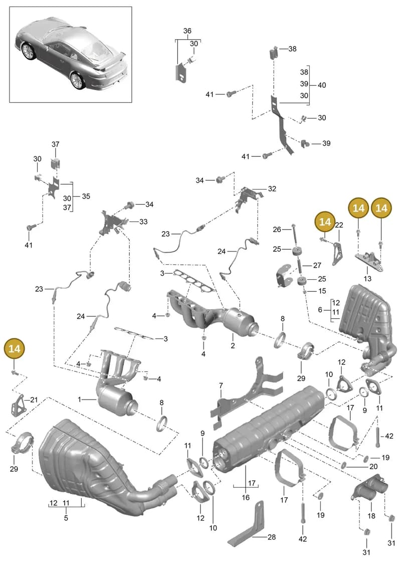 99160625691 — Porsche 911 (2013-2020) diagram p41202000, position 14
