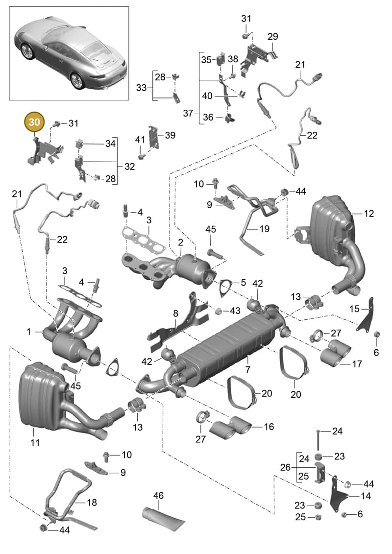 99160625701 — Porsche 991 Carrera 4 (2011-2016) diagram p38202000, position 30