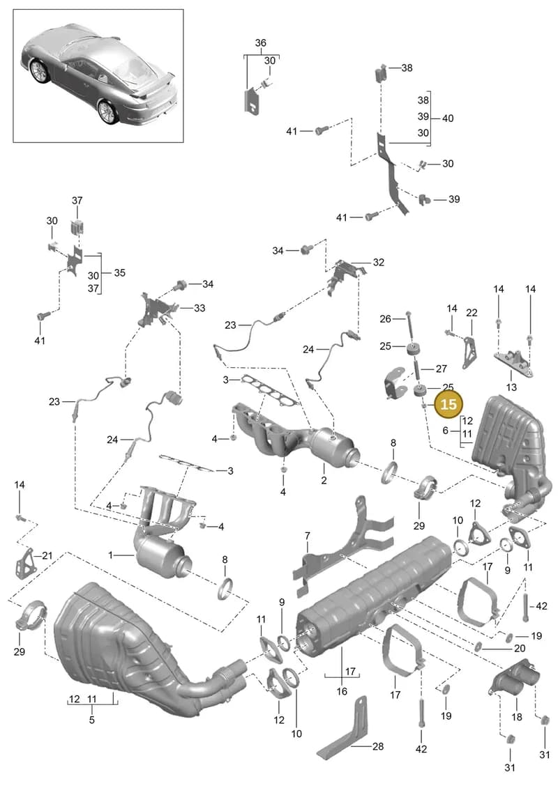 99160625791 — Porsche 911 (2013-2020) diagram p41202000, position 15