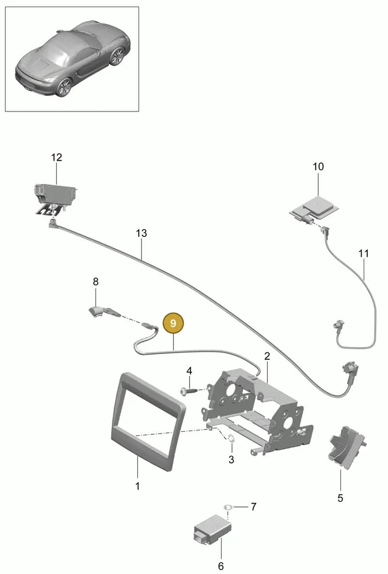 99161206750 — Porsche Boxster (2012-2016) diagram p39911001, position 9