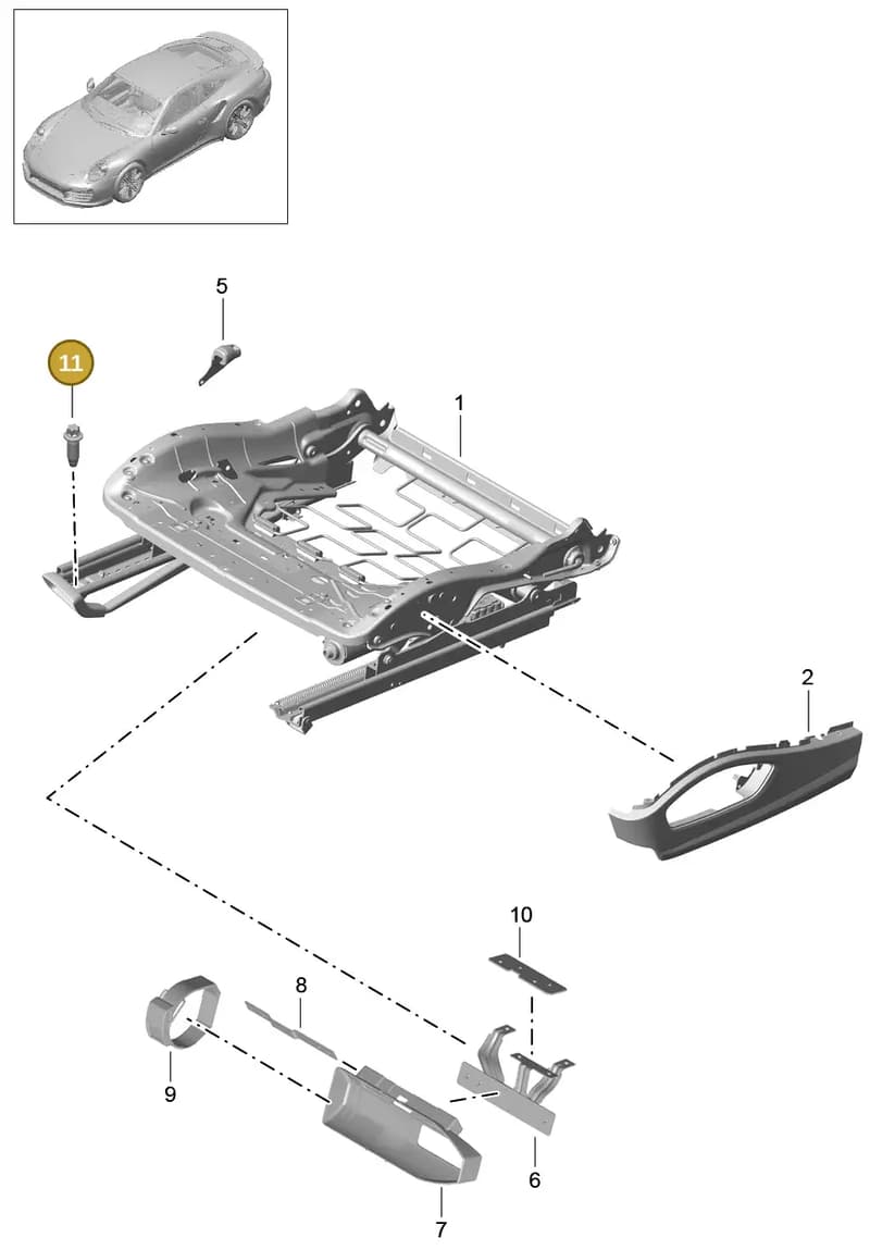 99161371301DMN — Porsche GT2 RS Clubsport (2013-2020) diagram p42817030, position 11+3