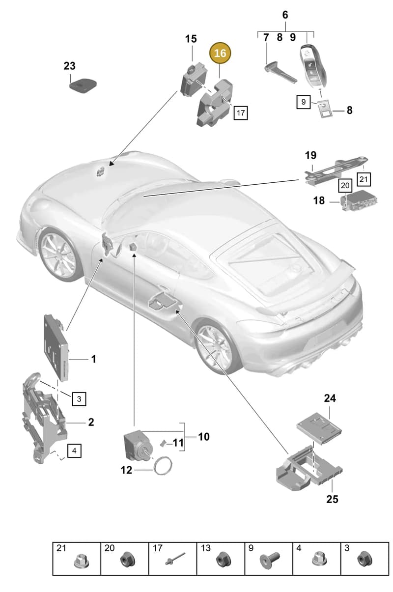 99161826701 — Porsche Cayman (2019-2022) diagram p55901040, position 16