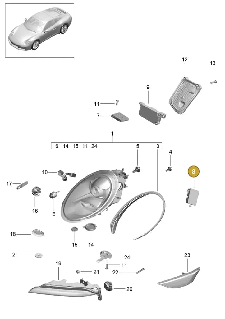99161832303 — Porsche 911 (2016-2019) diagram p47905000, position 8