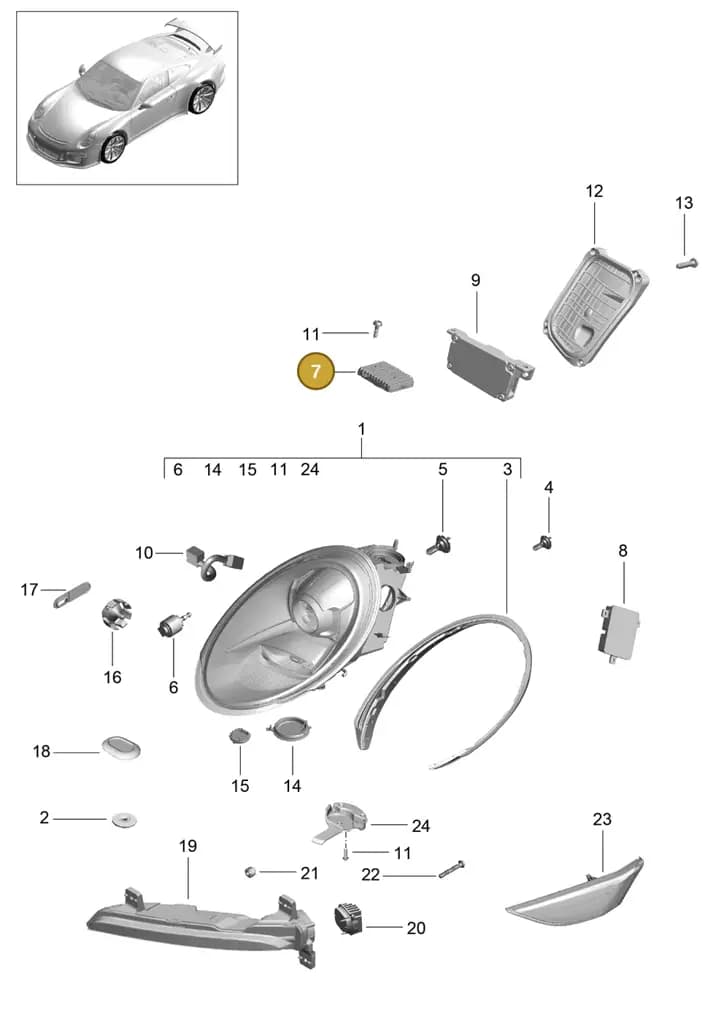 99161832733 — Porsche 911 (2013-2020) diagram p41905006, position 7