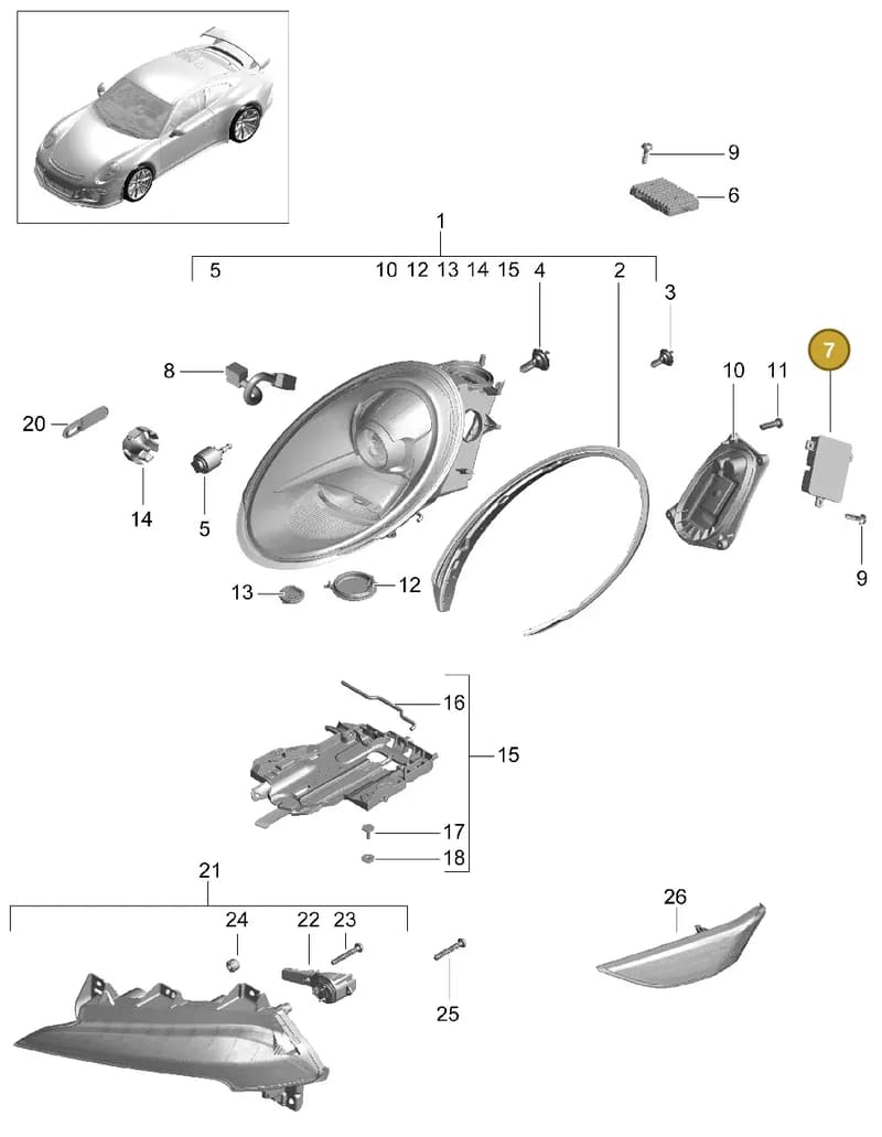 99161832733 — Porsche 911 (2013-2020) diagram p41905000, position 7