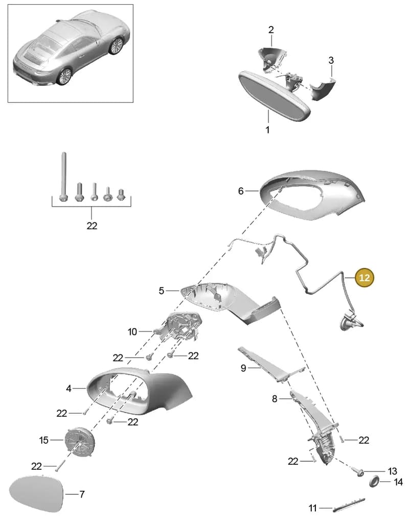 99162271400 — Porsche 911 (2016-2019) diagram p47809060, position 12