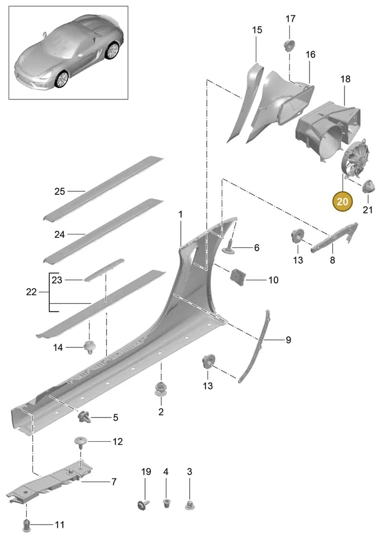 99162405006 — Porsche Boxster Spyder (2015-2016) diagram p46801090, position 20
