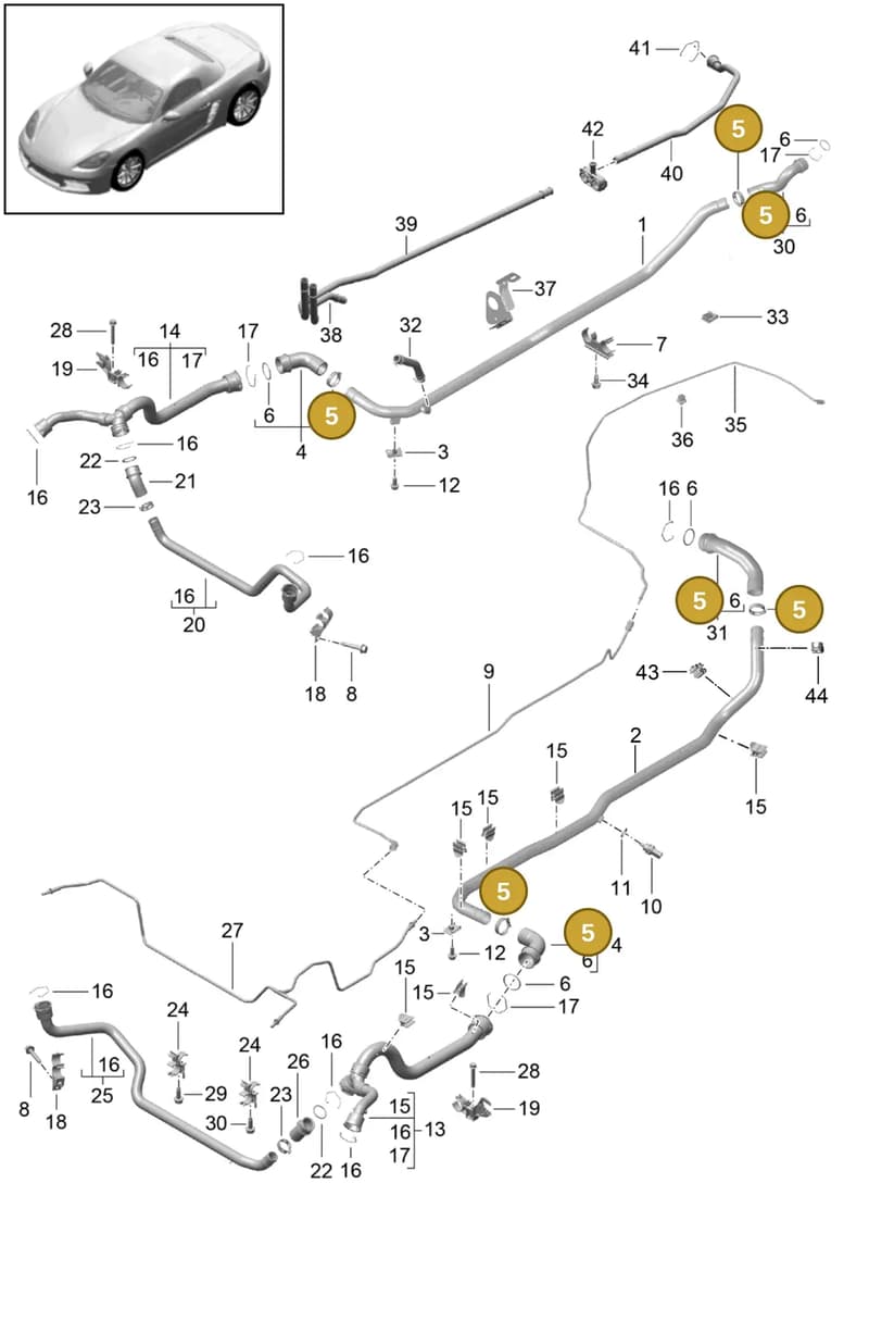 99162417503 — Porsche Boxster (2016-2019) diagram p48105010, position 5