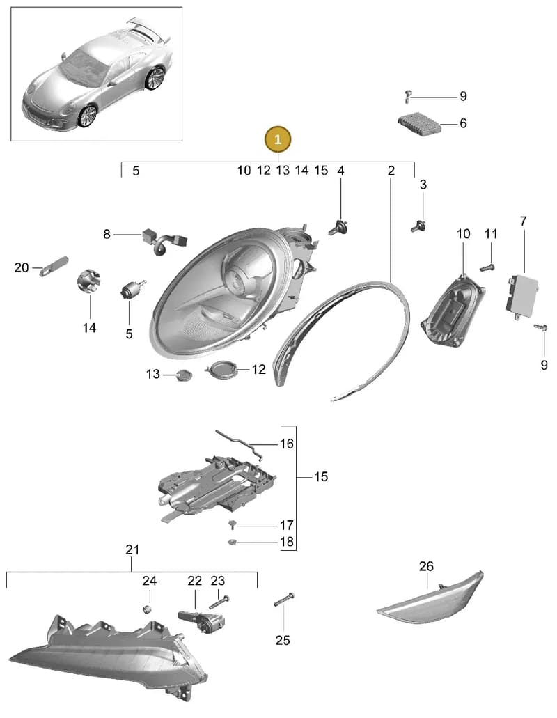 99163114283 — Porsche 911 (2013-2020) diagram p41905000, position 1
