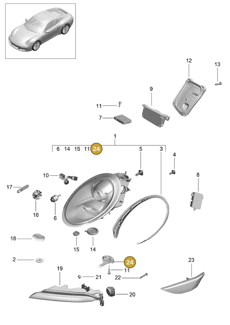 99163120300 — Porsche 911 (2016-2019) diagram p47905000, position 24