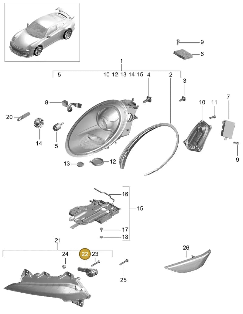 99163125101 — Porsche 911 (2013-2020) diagram p41905000, position 22+41