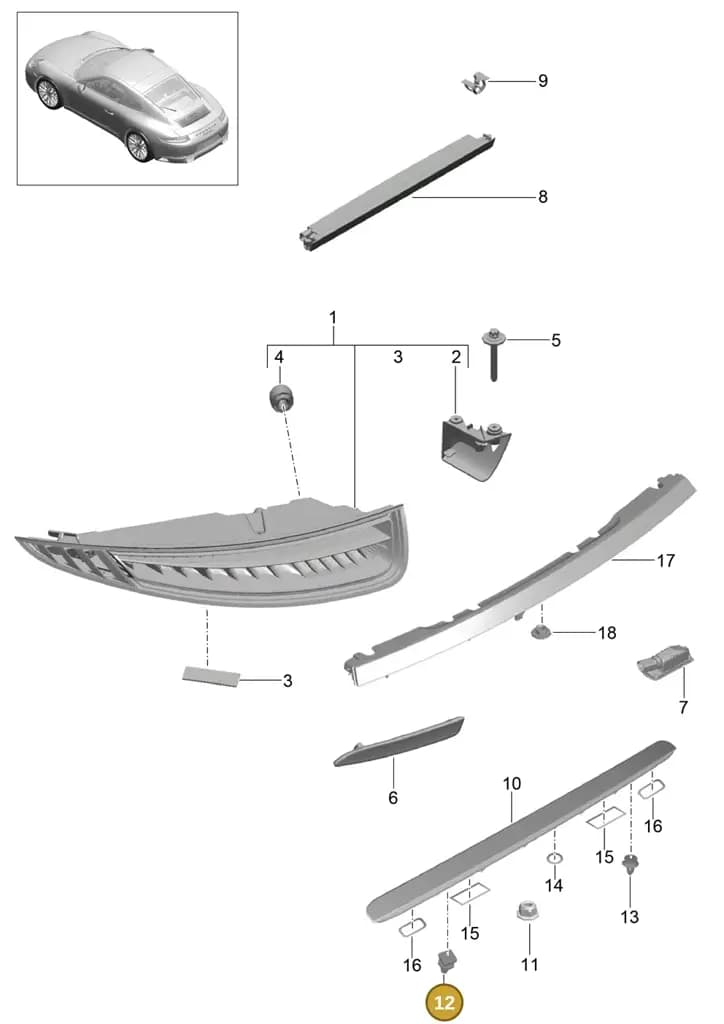 99163128700 — Porsche 911 (2016-2019) diagram p47905005, position 12