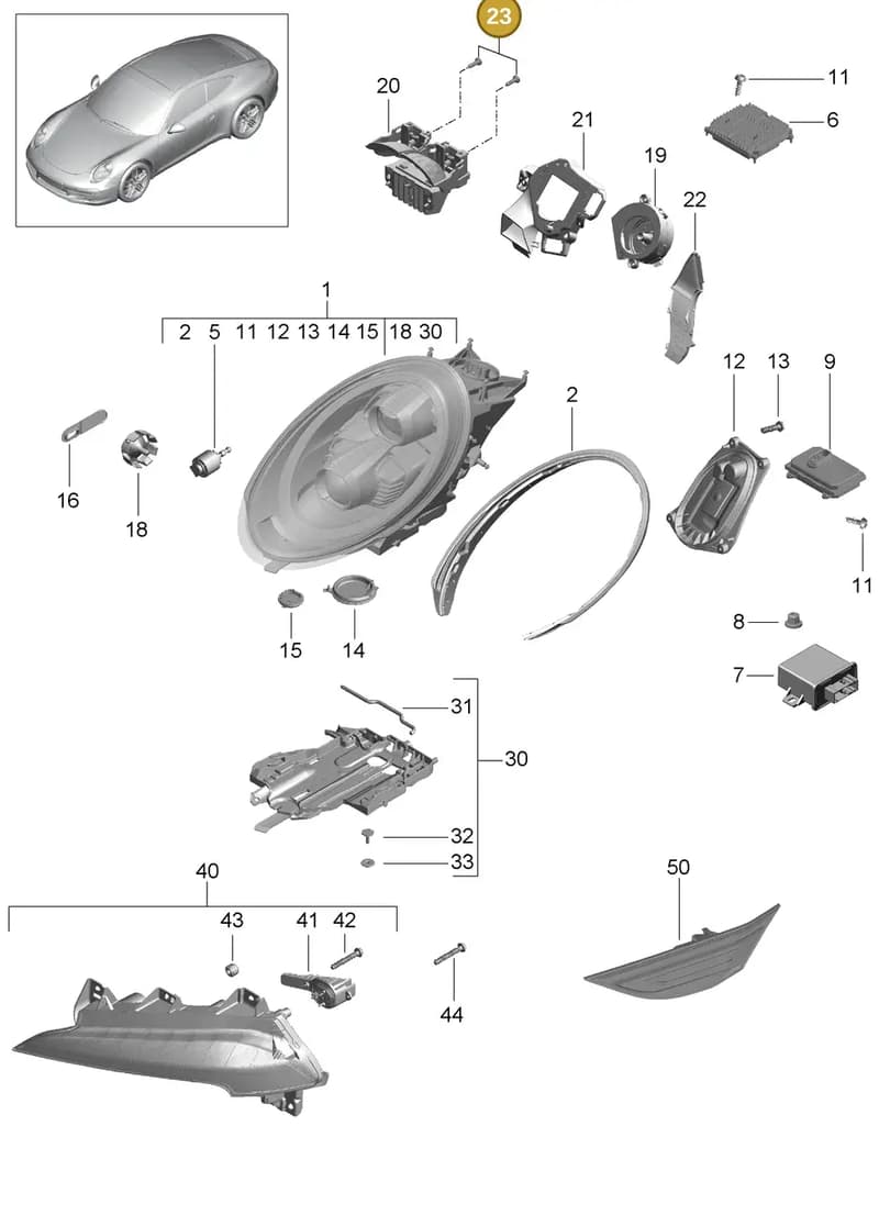 99163130900 — Porsche 991 Carrera 4 (2011-2016) diagram p38905003, position 23