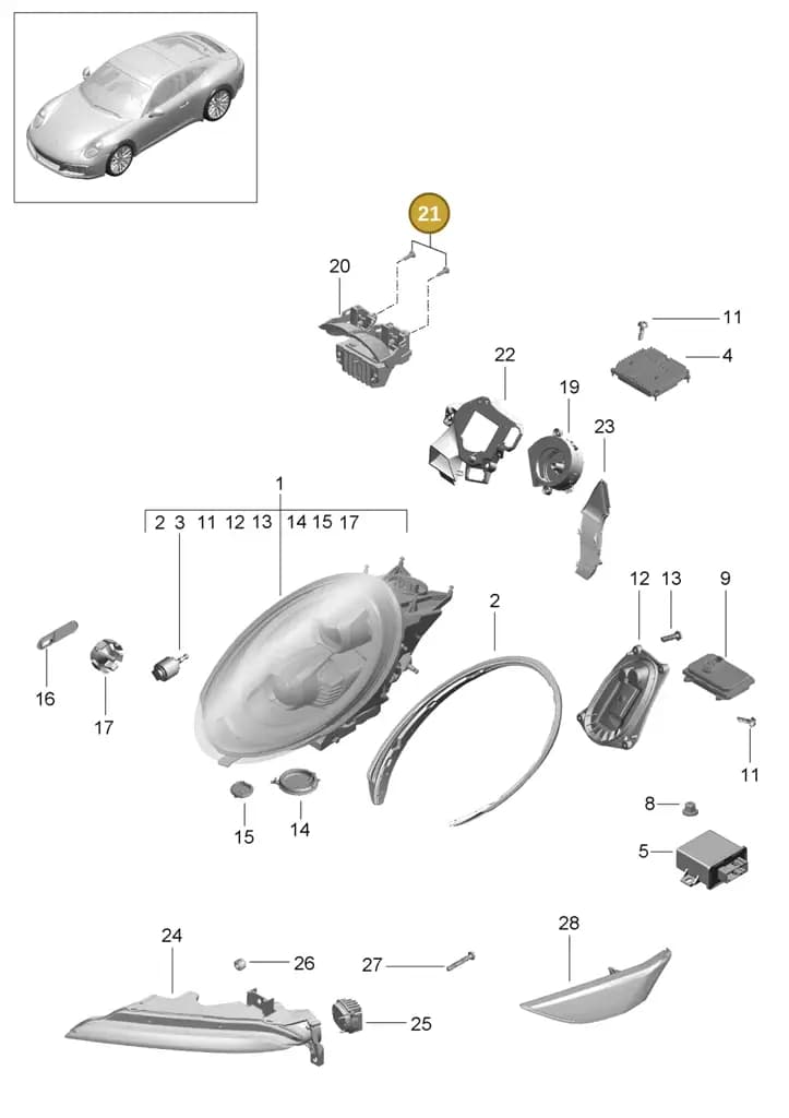 99163130900 — Porsche 911 (2016-2019) diagram p47905003, position 21