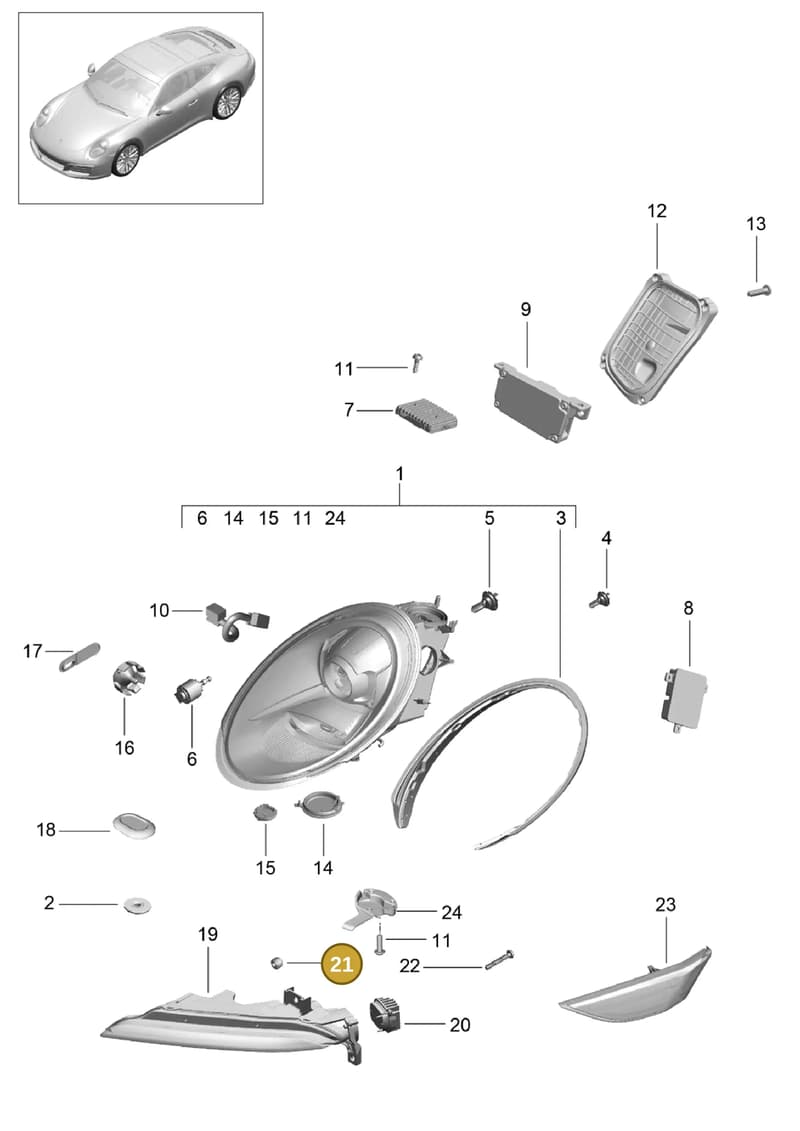 99163130900 — Porsche 911 (2016-2019) diagram p47905000, position 21