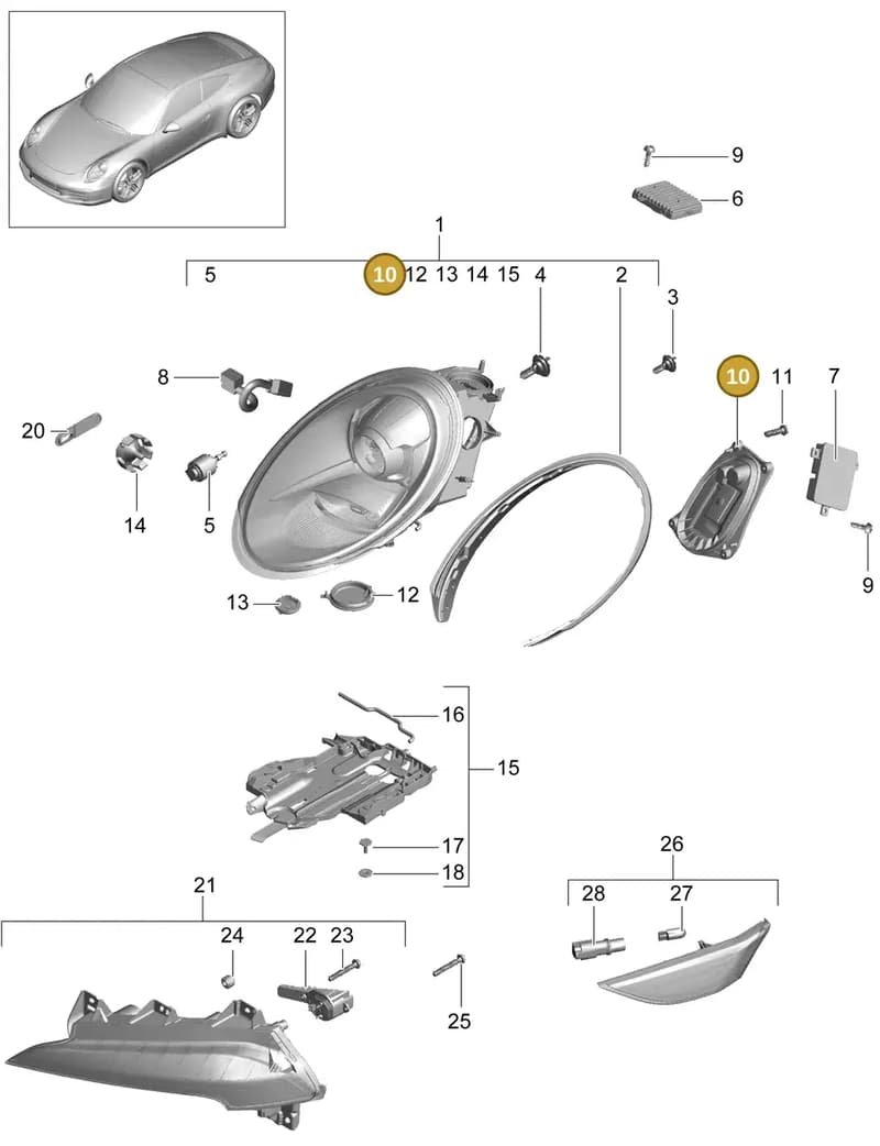 99163131100 — Porsche 991 Carrera 4 (2011-2016) diagram p38905000, position 10