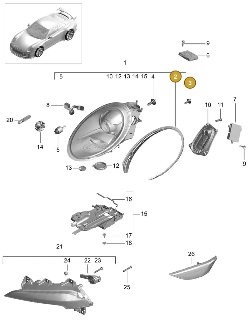 99163131502 — Porsche 911 (2013-2020) diagram p41905000, position 2+3