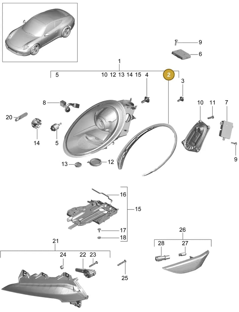 99163131602 — Porsche 991 Carrera 4 (2011-2016) diagram p38905000, position 2