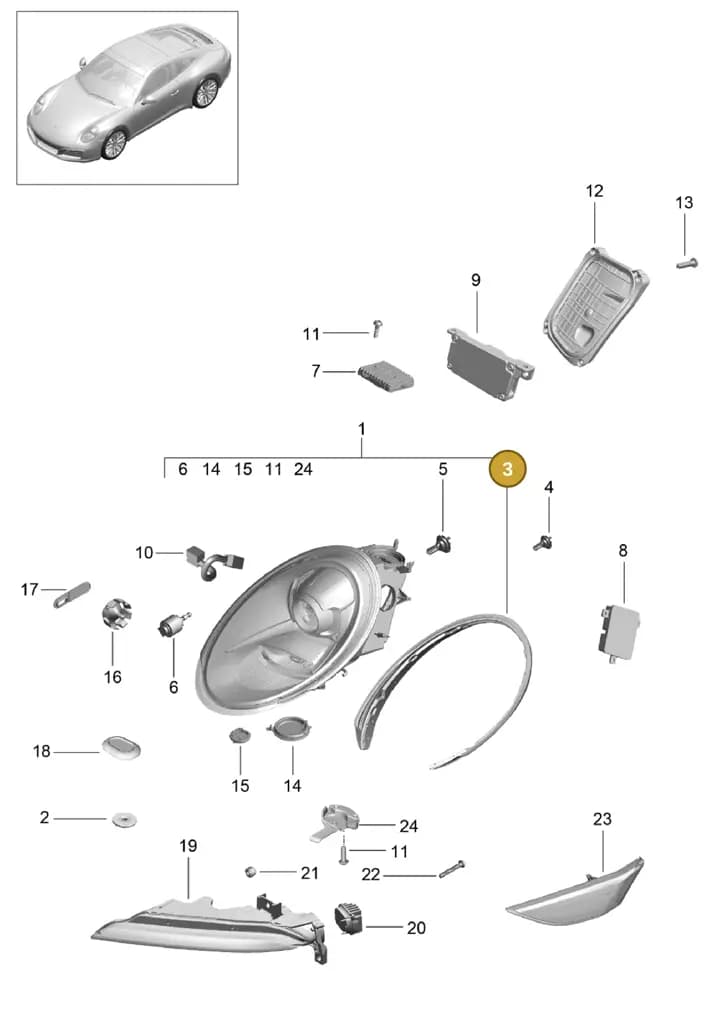 99163131602 — Porsche 911 (2016-2019) diagram p47905000, position 3